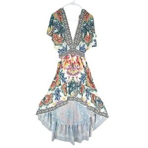 Flying Tomato High Low Maxi Dress Womens Sz M Multicolor Excellent Paisley Boho
